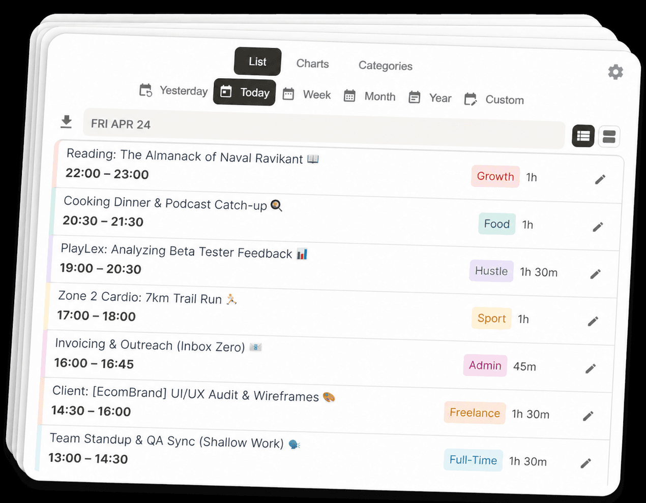 In app time trace view
